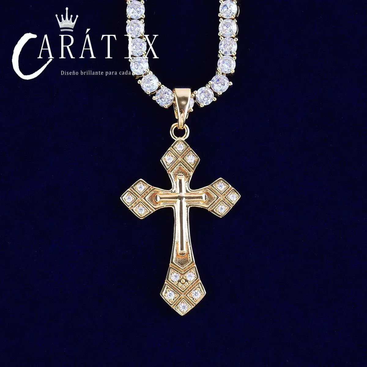 Bubble Letter Arrow Cross Pendant Necklace - CaratixJewelry